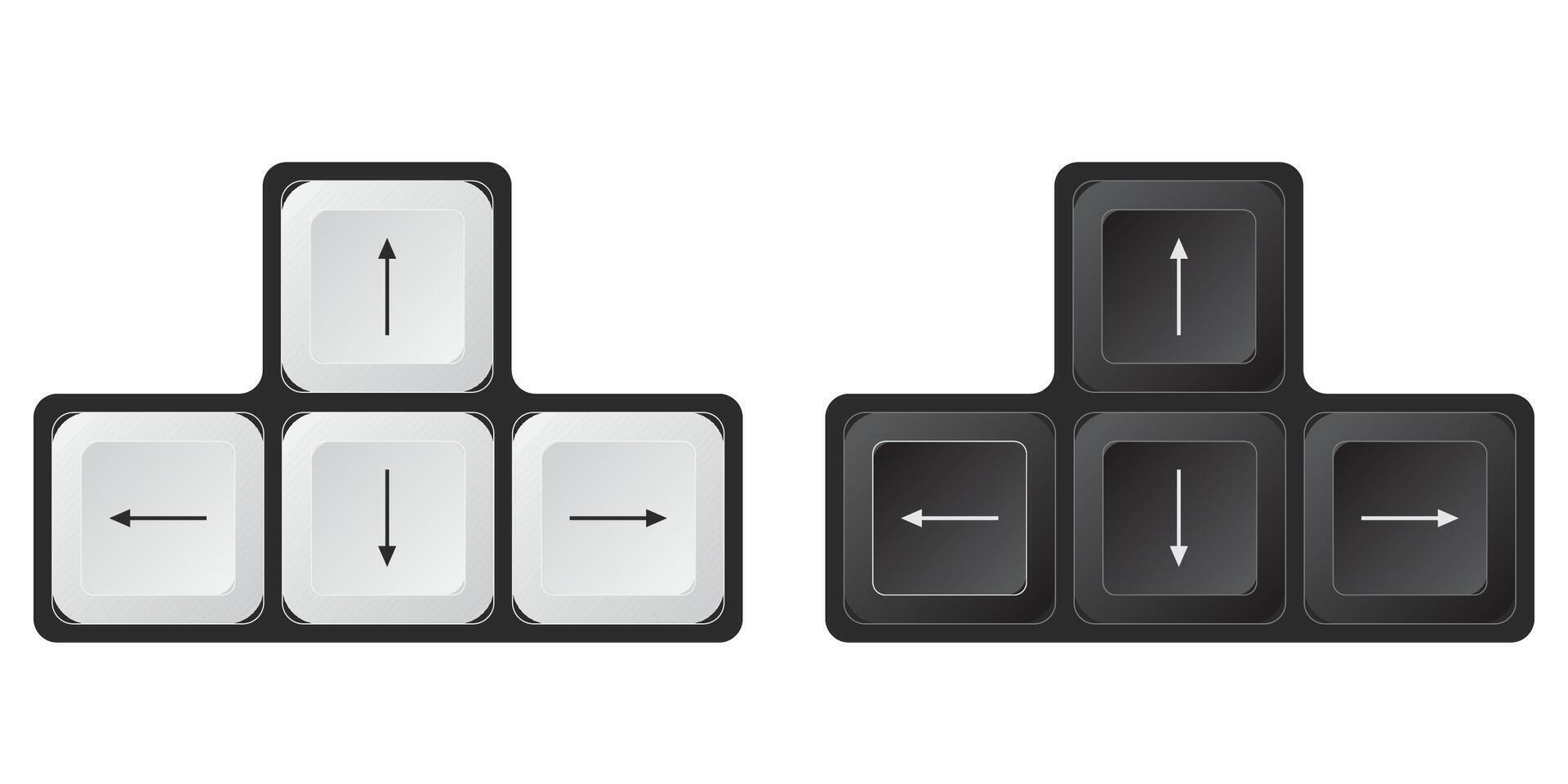 Computer keyboard arrow keys illustration clipart isolated on white background vector