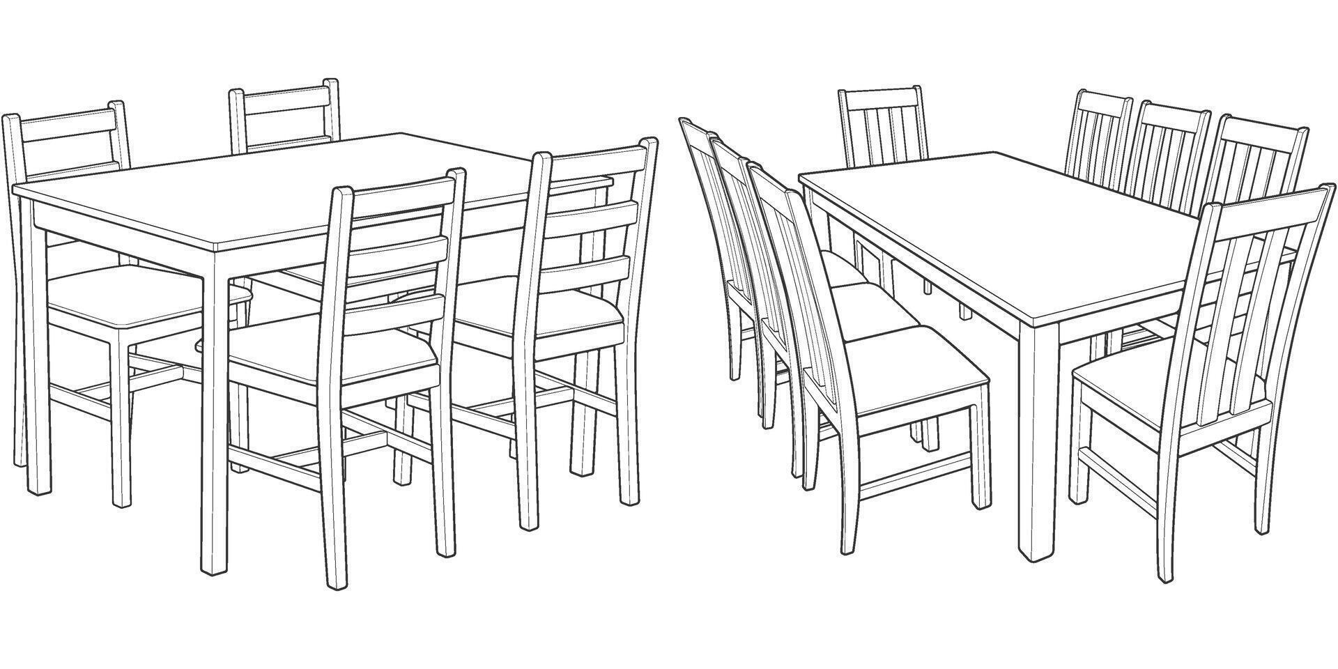 illustration of dining table and chairs vector