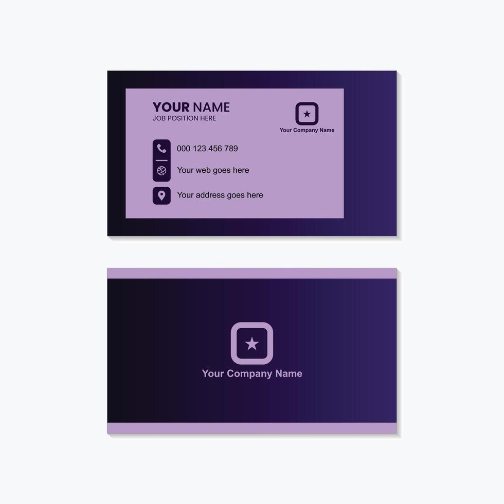 Elegant purple business card mockup with contact information and company logo display vector