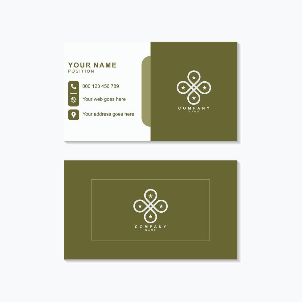 Elegant olive business card mock up with modern logo for professional networking needs vector