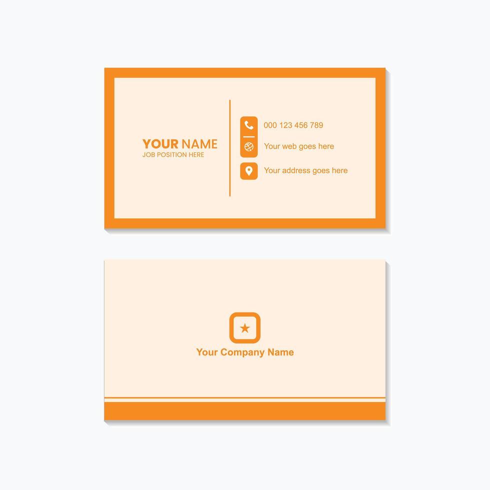Elegant orange business card template with modern design for professional branding vector