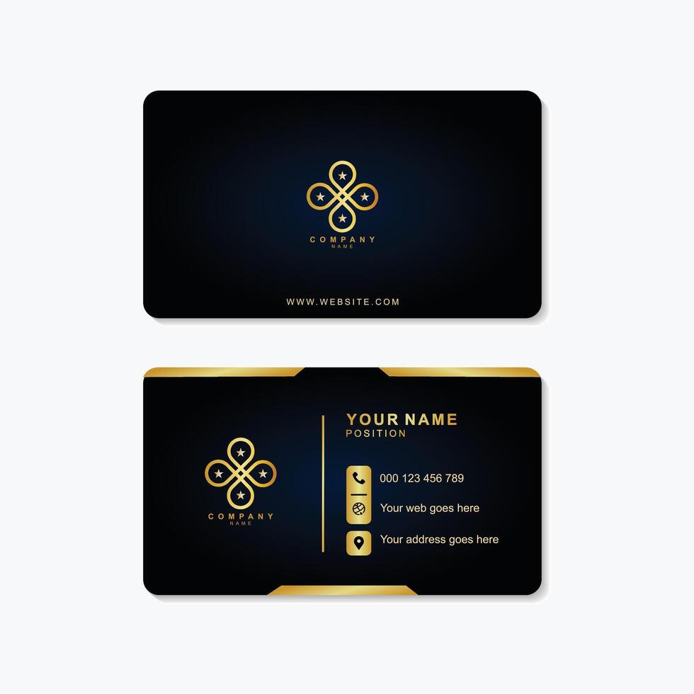 Elevate your brand with this elegant dark blue and gold business card design template for modern professionals vector