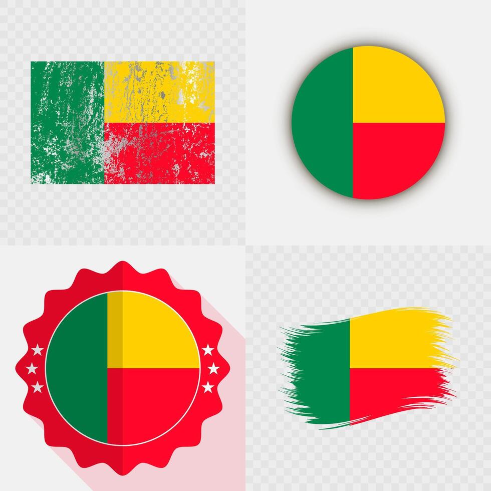 Benin flag representations in various styles vector
