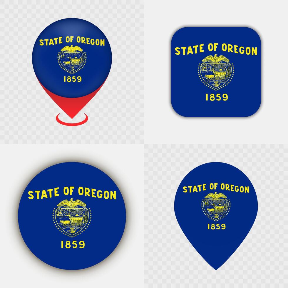 Oregon state flags and icons collection vector