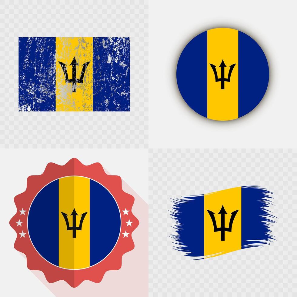 Barbados flag and emblem designs vector