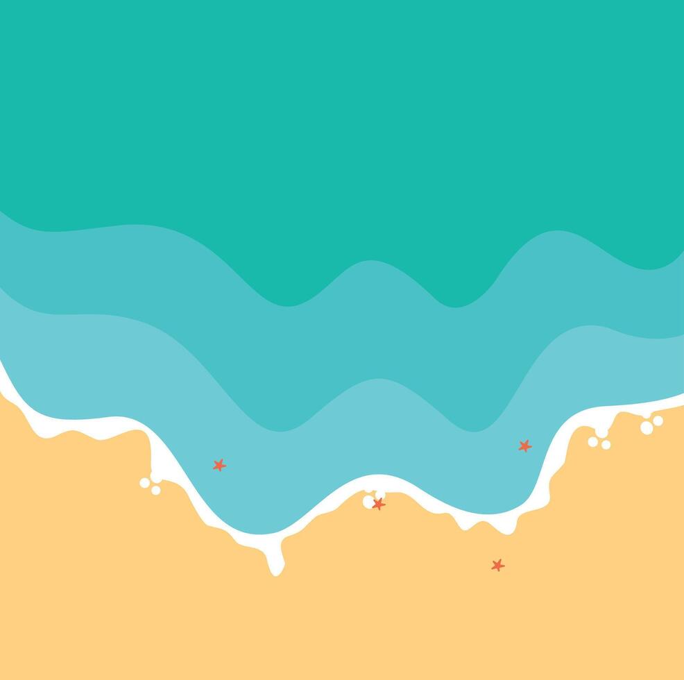 Summer Beach Background with Cartoon Style. vector