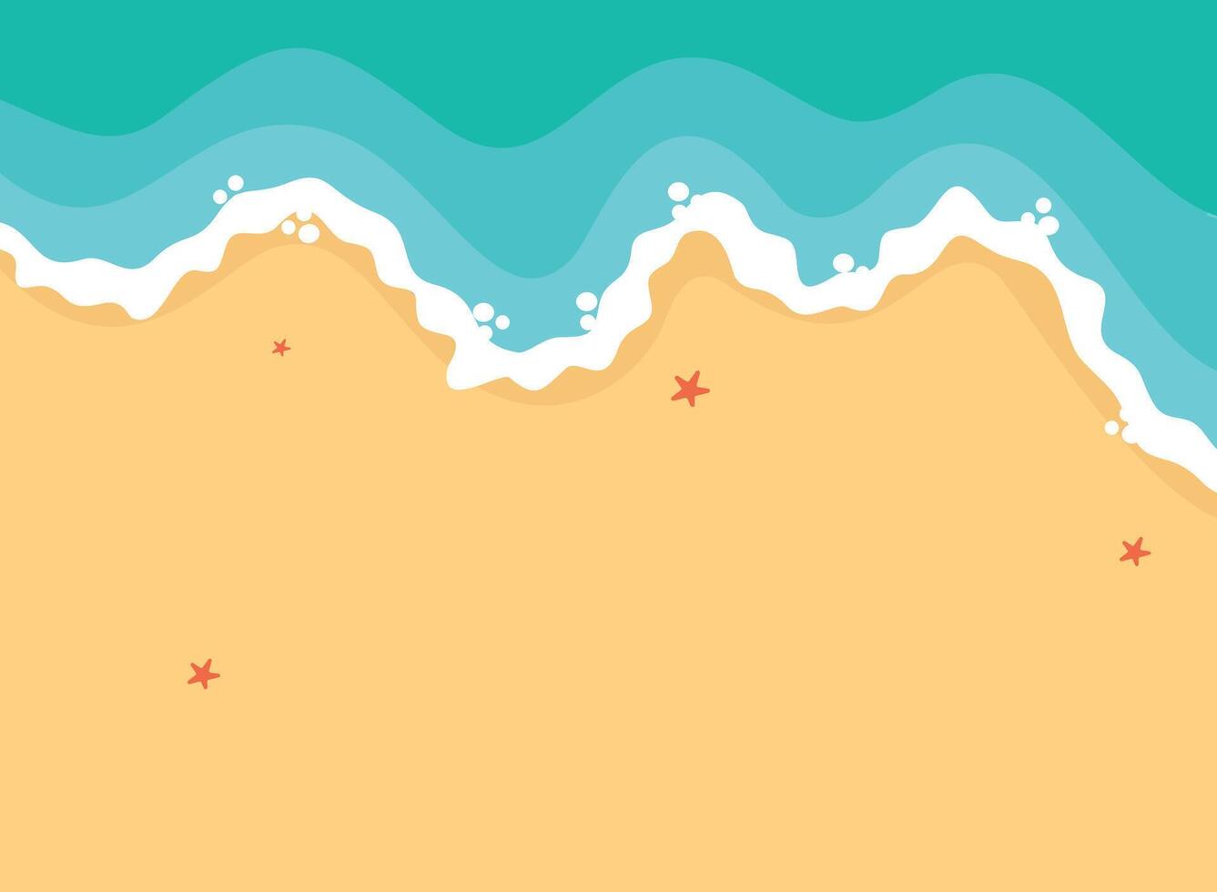Summer Beach Background with Flat Cartoon Design vector