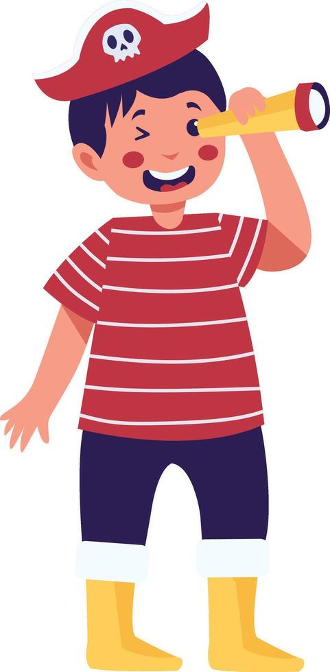 Children Pirate Illustration in Cartoon Design. vector