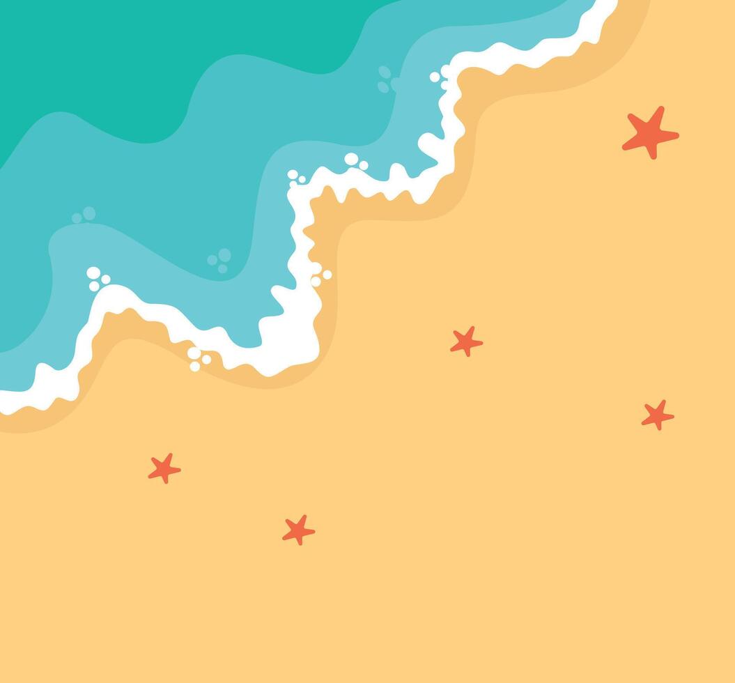 Summer Beach Background in Cartoon Concept. Isolated on White Background. vector