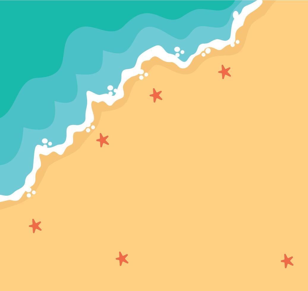Summer Beach Background in Cartoon Concept. Isolated on White Background vector