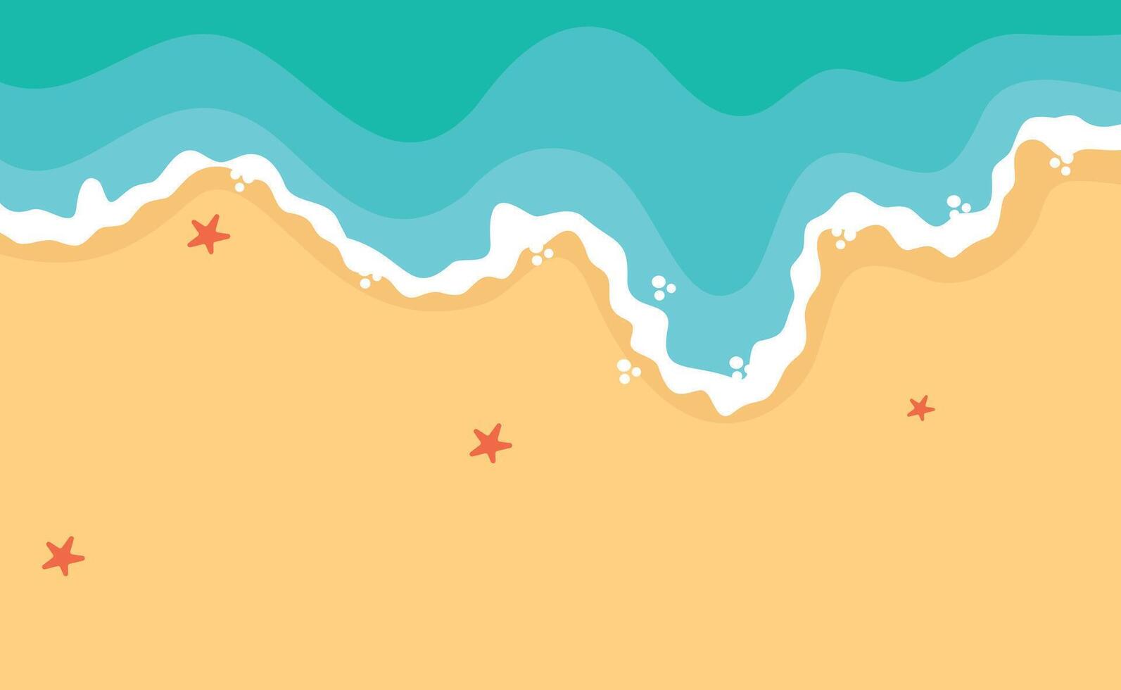 Summer Beach Background with Flat Cartoon Design. vector