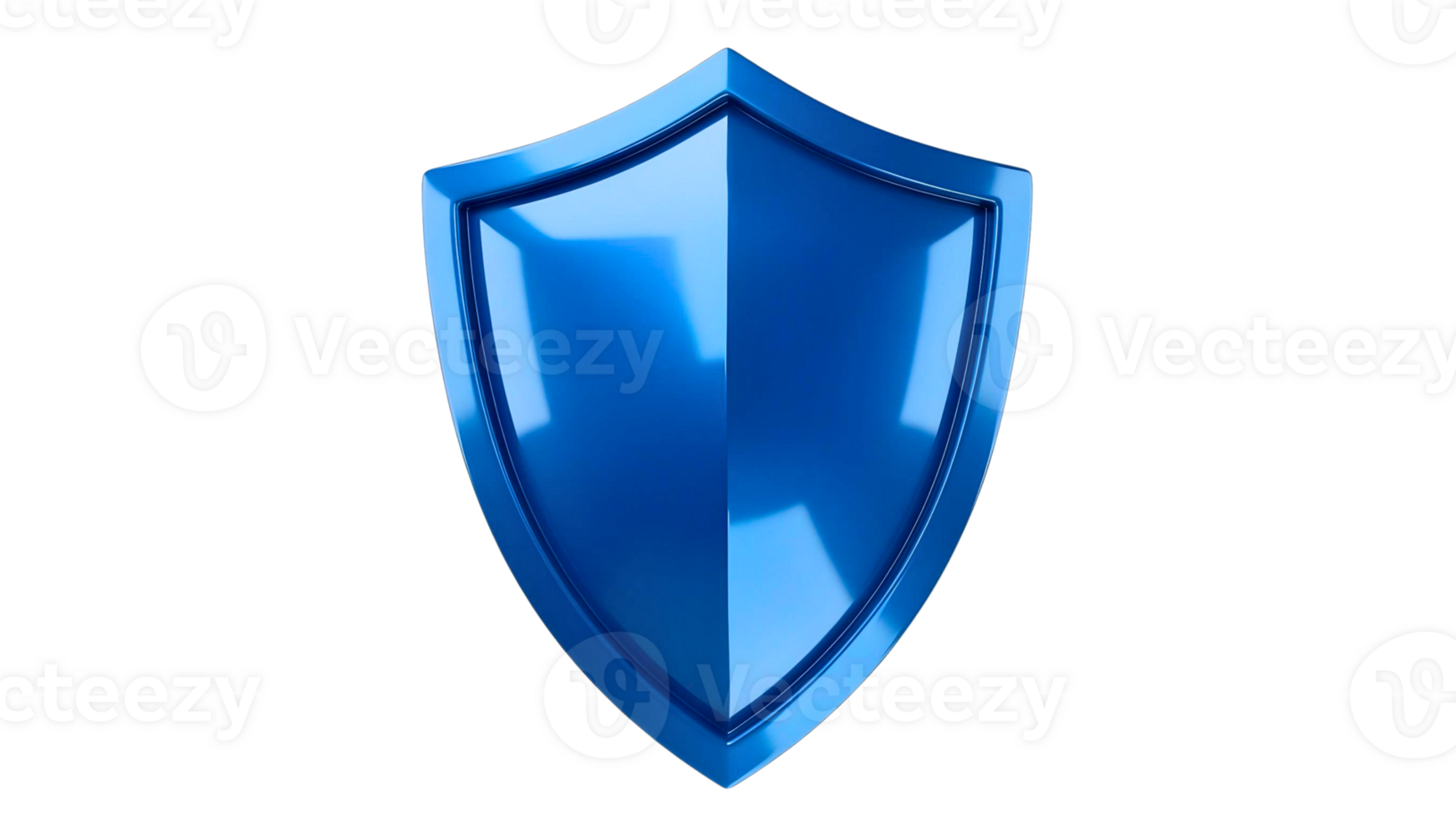 3D blue shield symbol with a glossy finish png