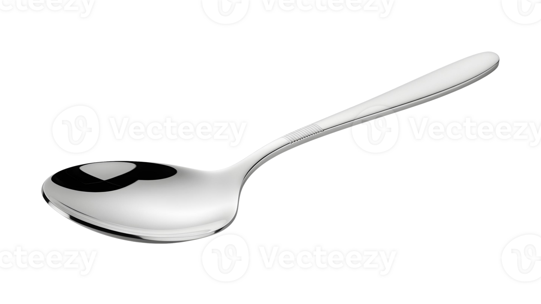 Realistic stainless steel spoon with reflection png