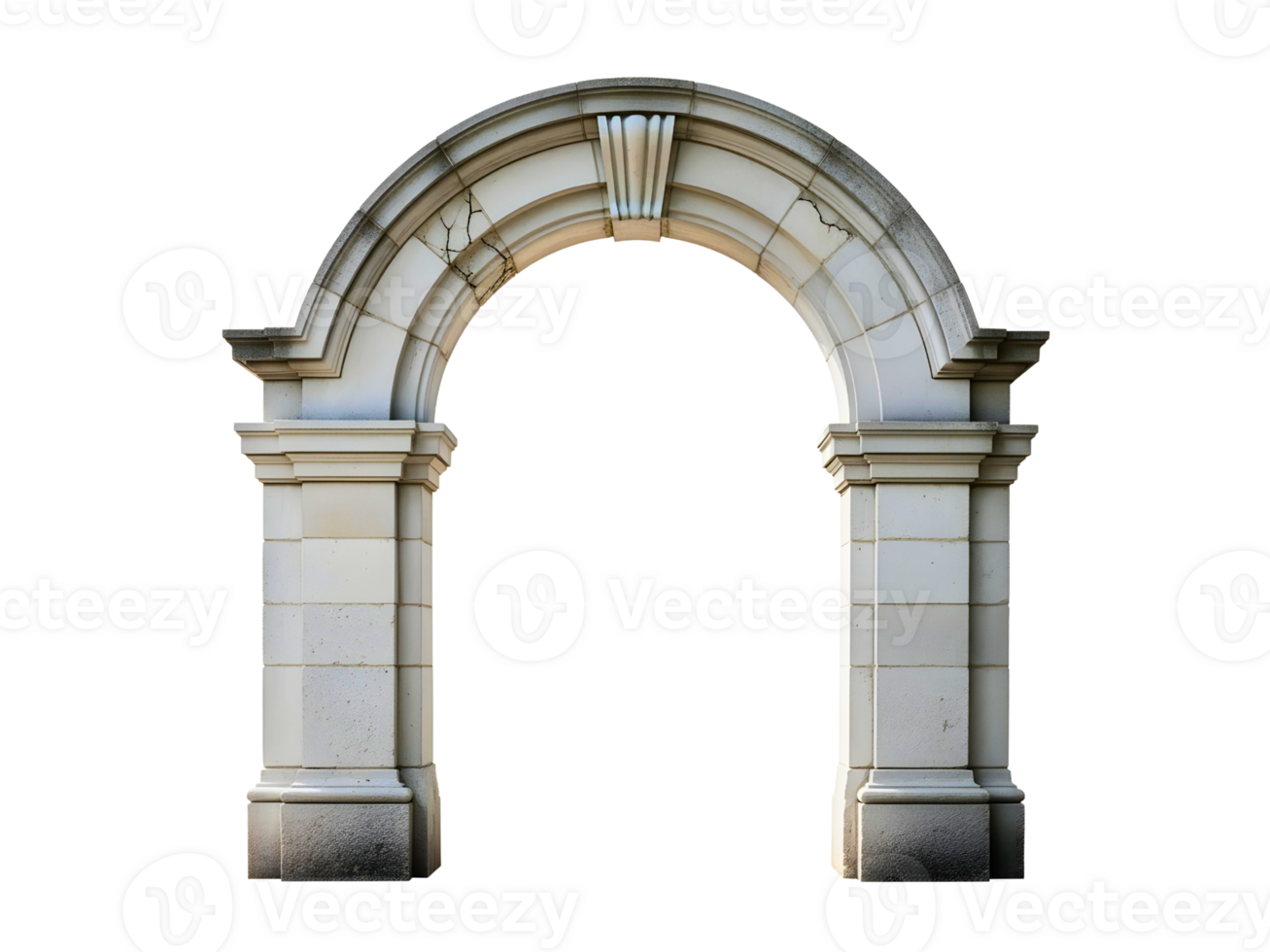 Elegant stone arch with detailed columns and curved top png