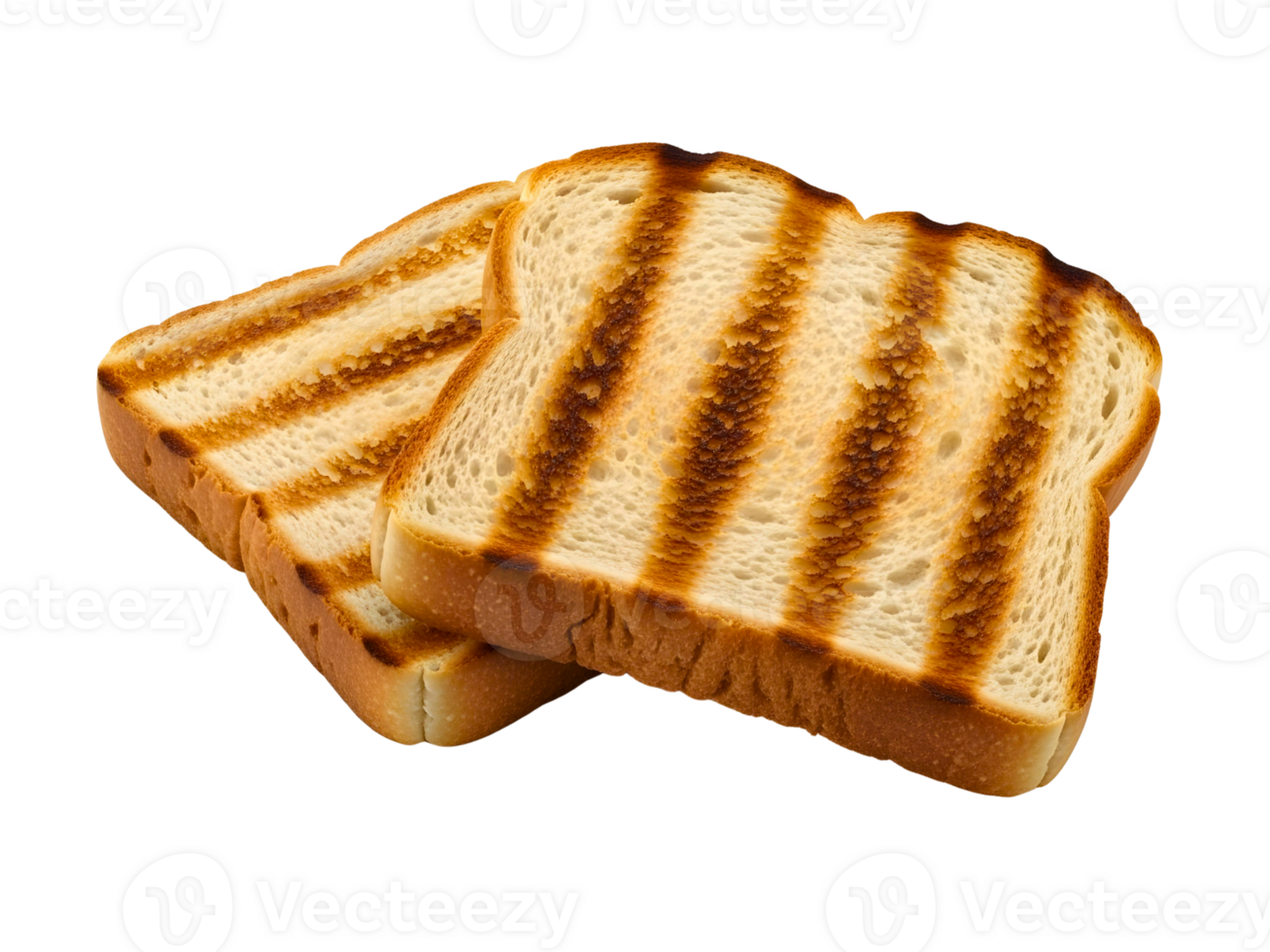 Grilled toast bread slices with charred lines png