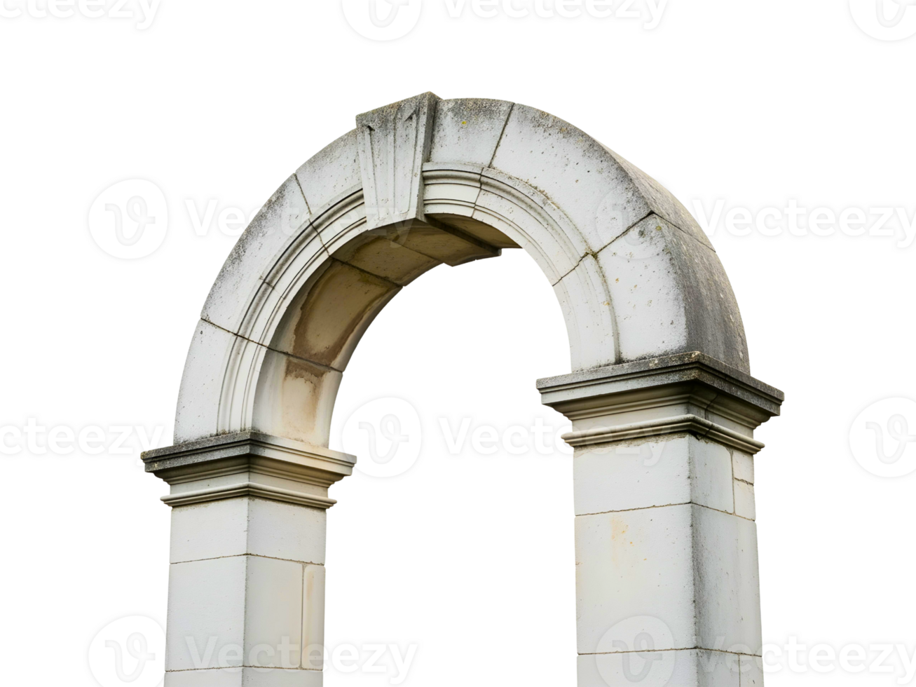 Classic architectural stone arch with columns and curved top png
