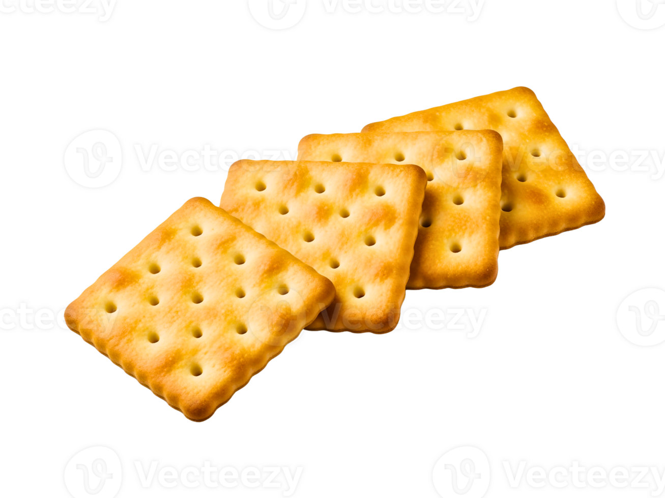 Crispy golden square crackers stacked in a row png