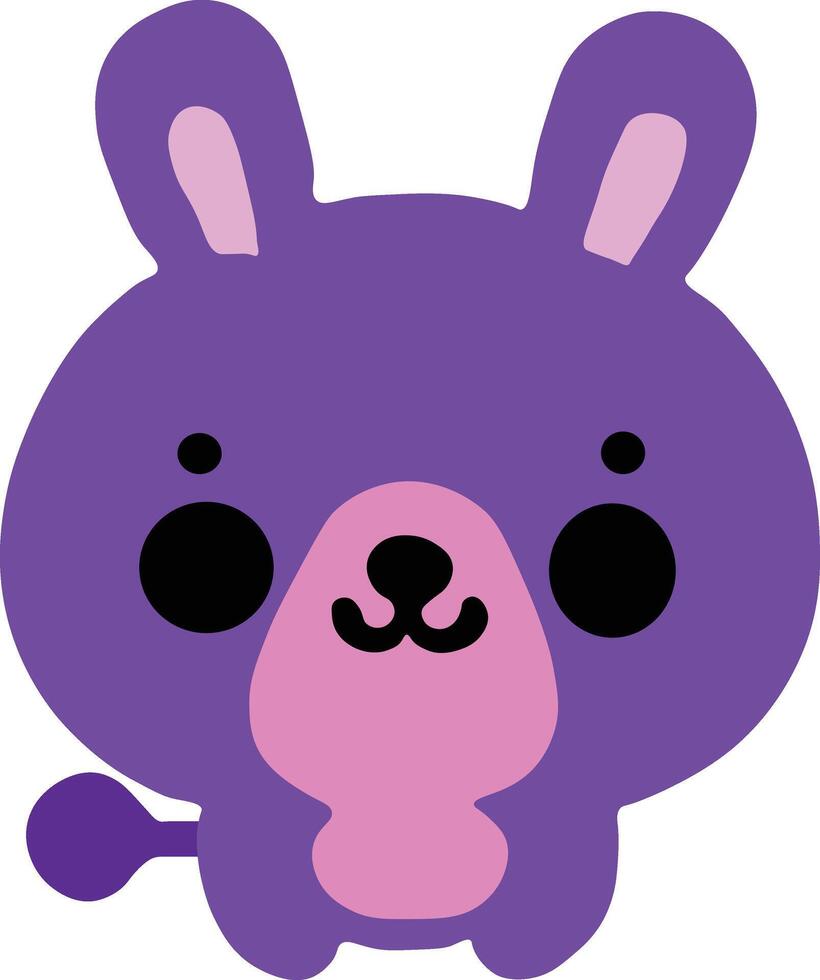 A purple bunny with black eyes and pink ears vector