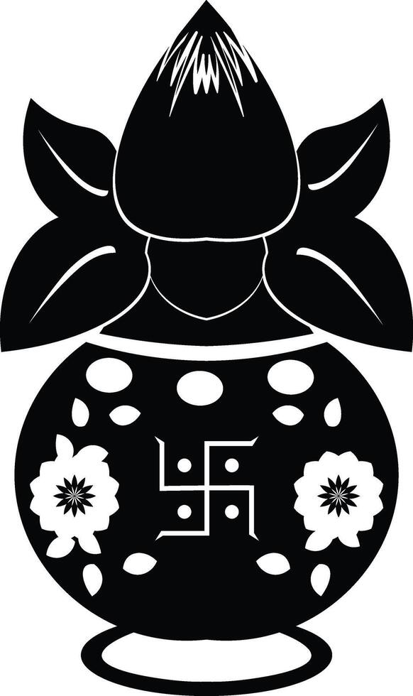 A black and white illustration of a flower pot with a flower on top vector
