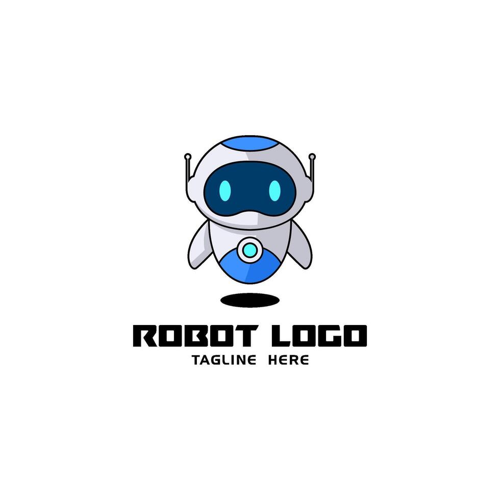 cute small robot logo template design vector