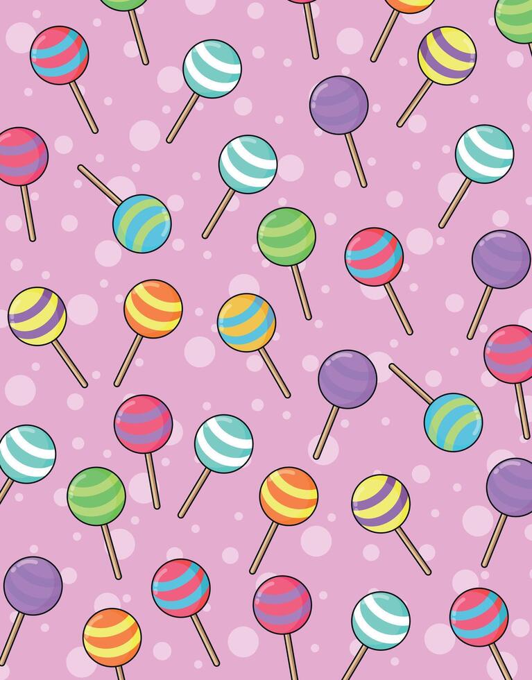 Colorful Lollipops on Pink Bubble Background vector