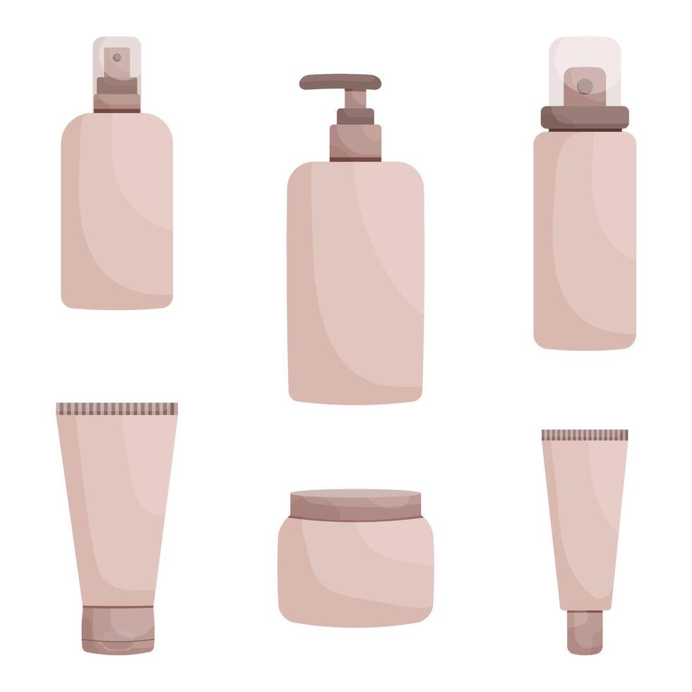 Collection of skincare containers and products vector