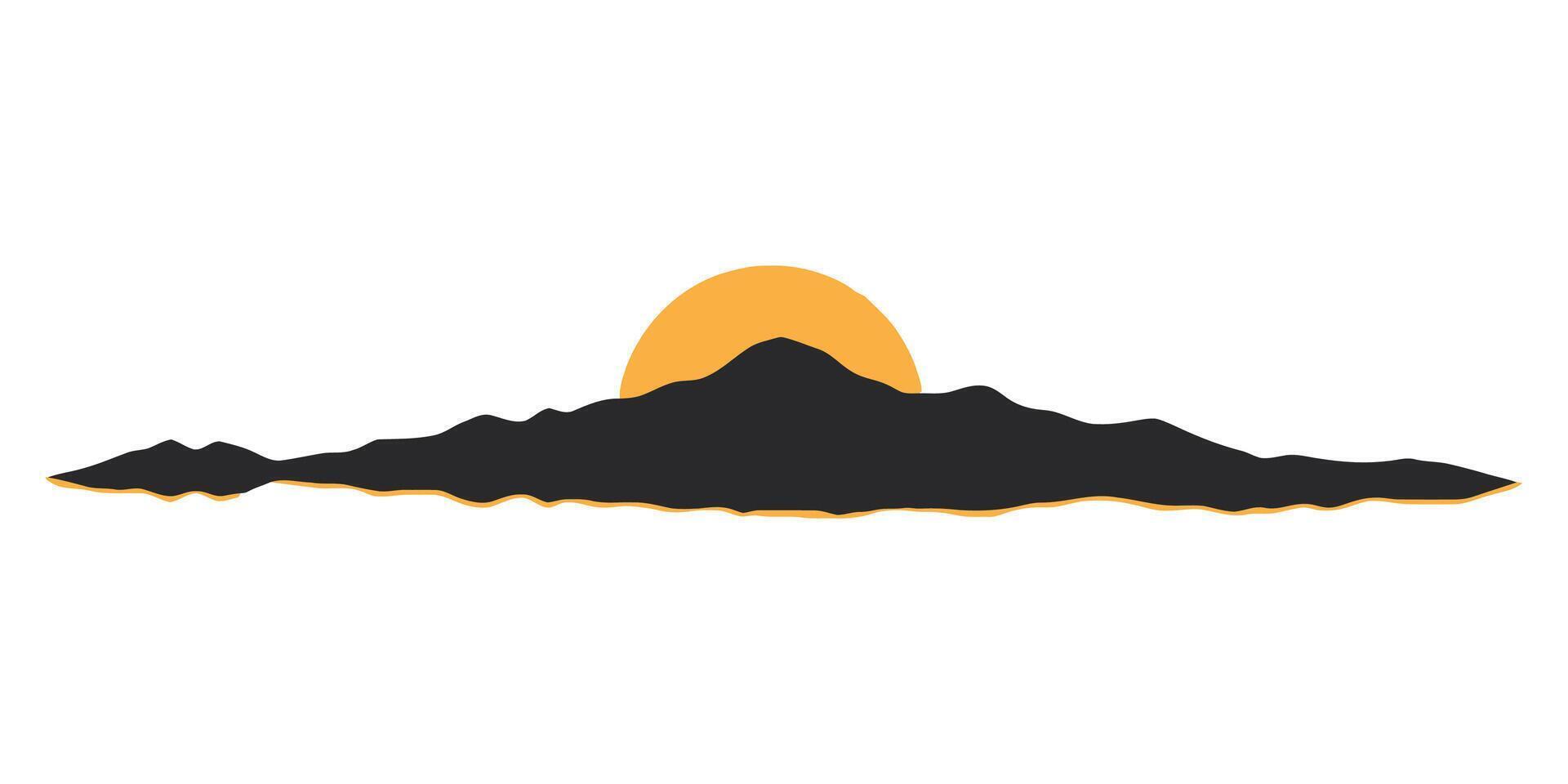 Minimalist Mountain Range Sunset Silhouette Illustration Calm and Peaceful Landscape Background Graphic Design for Wall Art Prints and Digital Projects vector