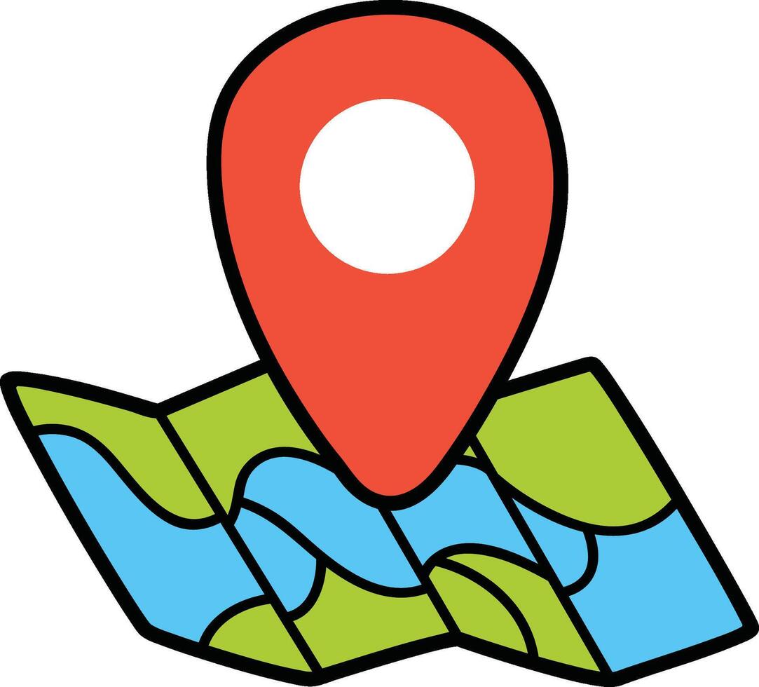 Red location pin on folded map vector