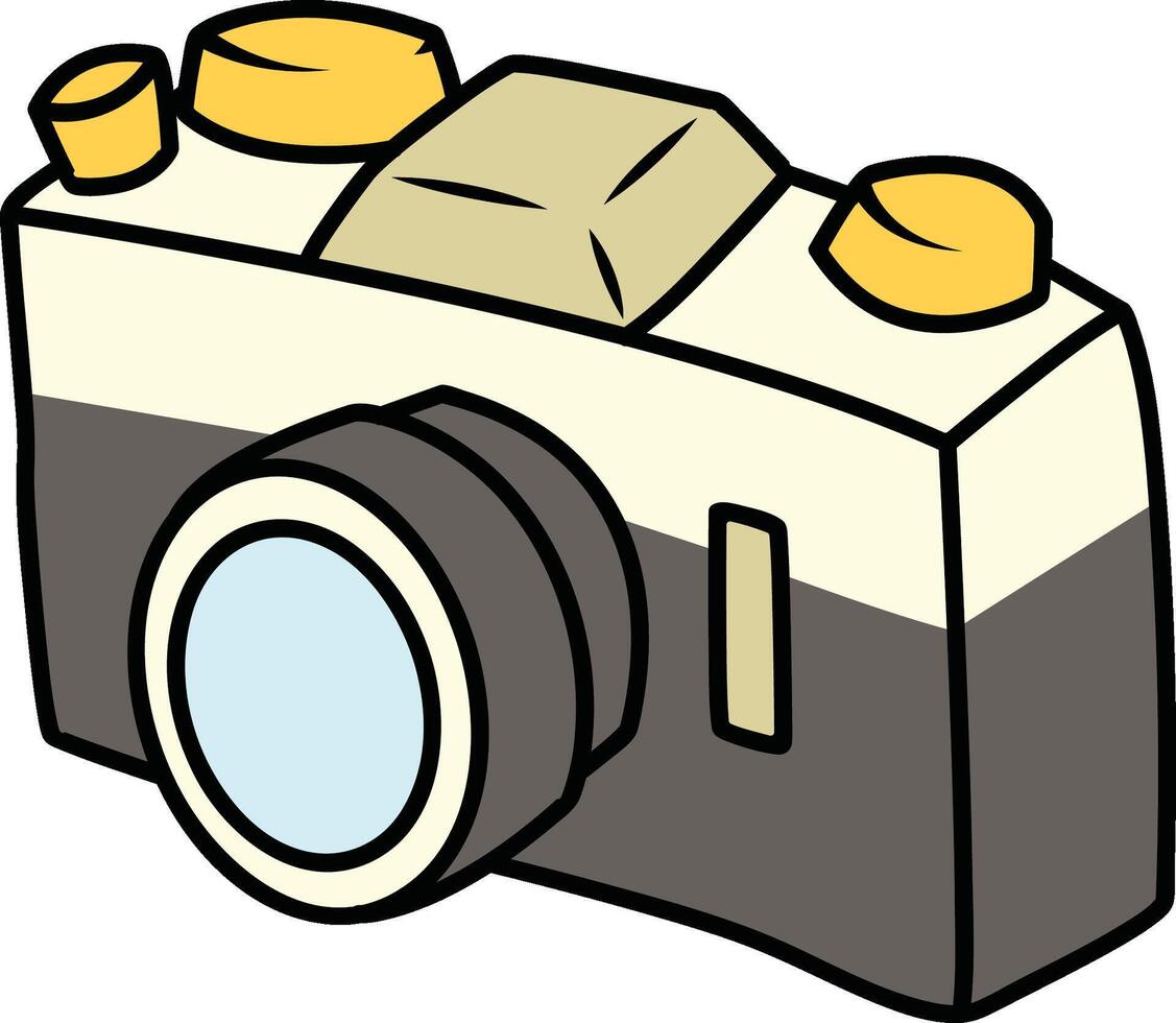 Retro style camera with big lens vector