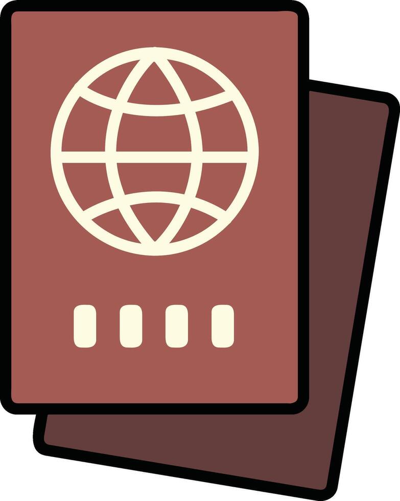 Brown passport with globe symbol vector