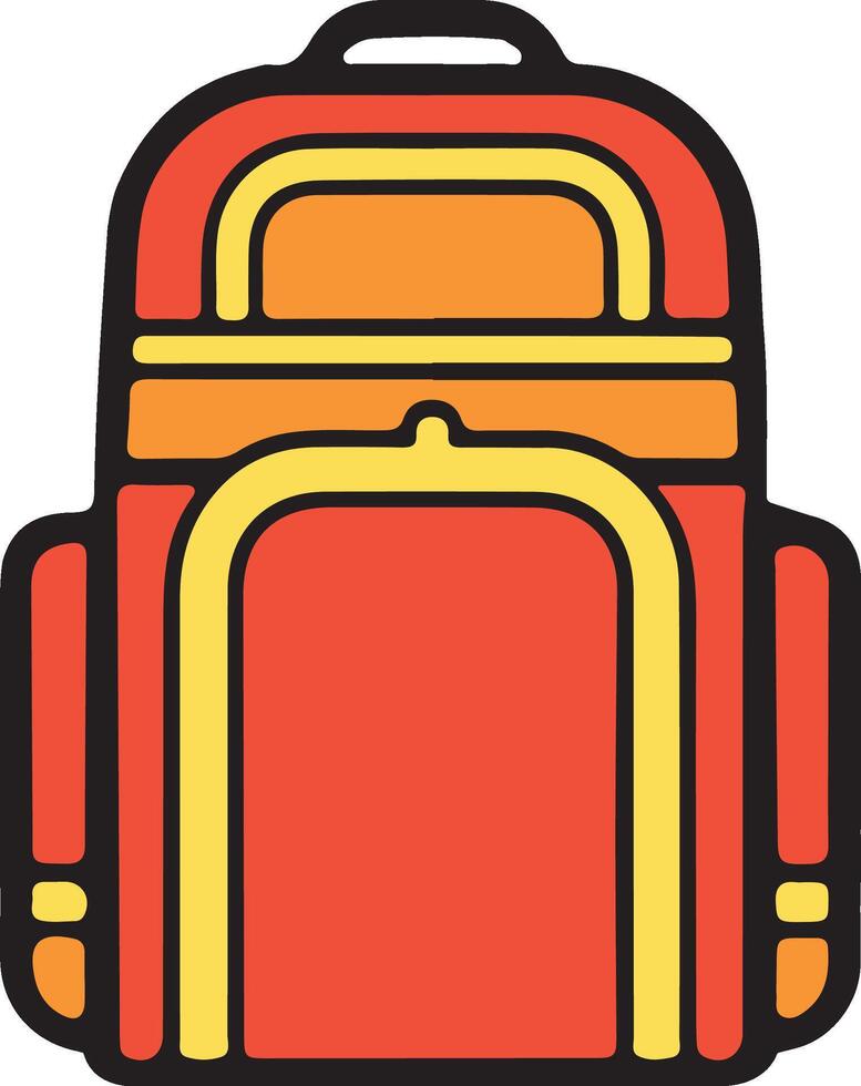Red orange travel backpack front view vector