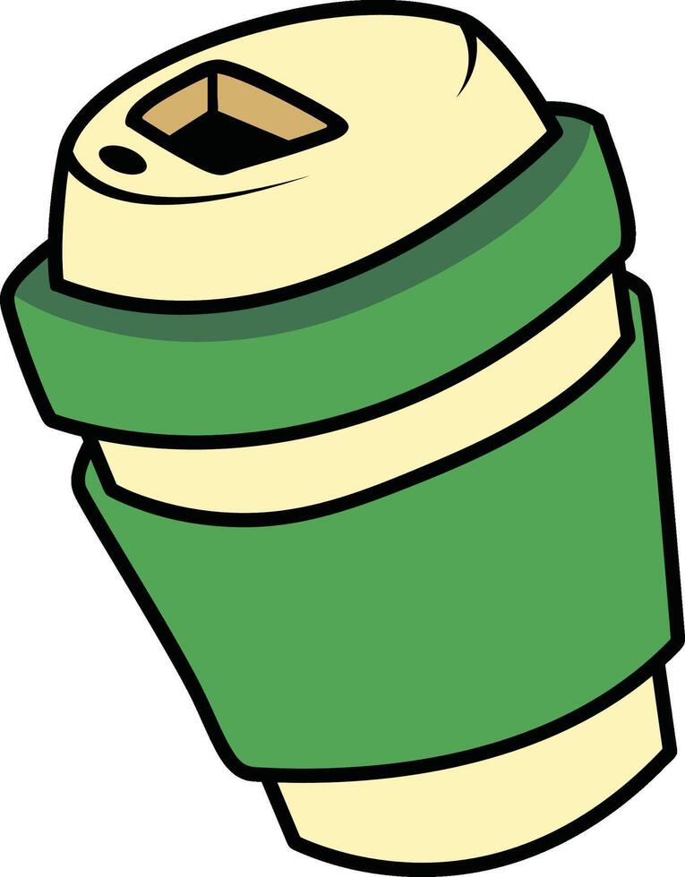 Green travel coffee cup with lid vector