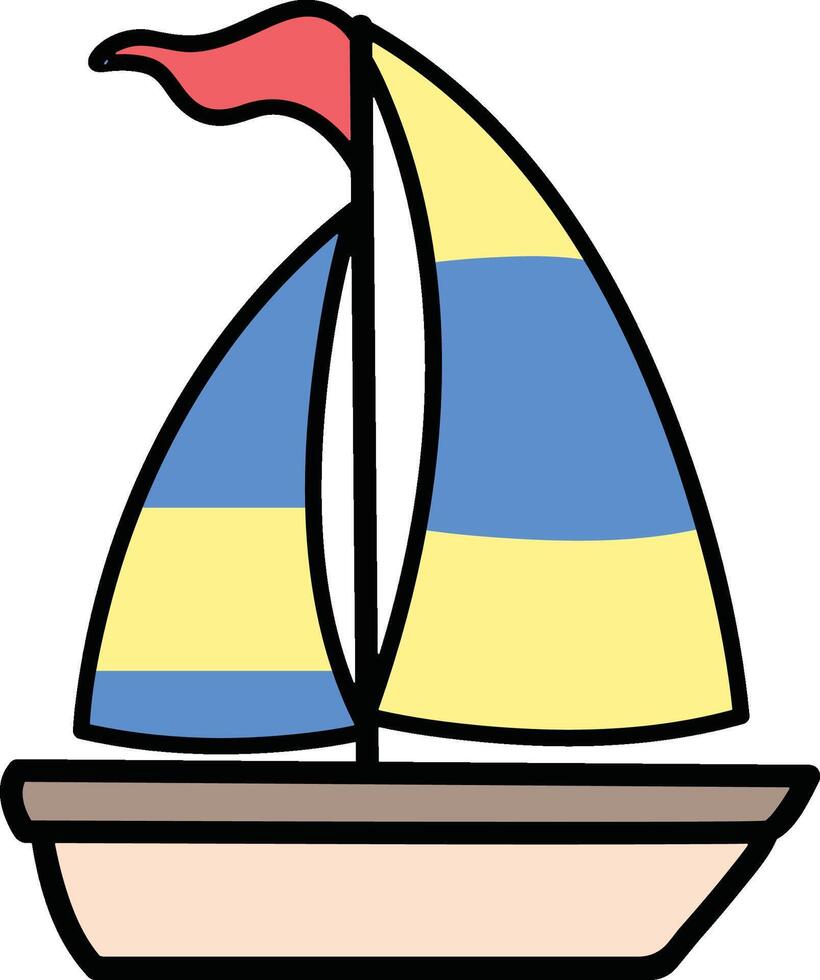 Colorful sailboat with red flag vector