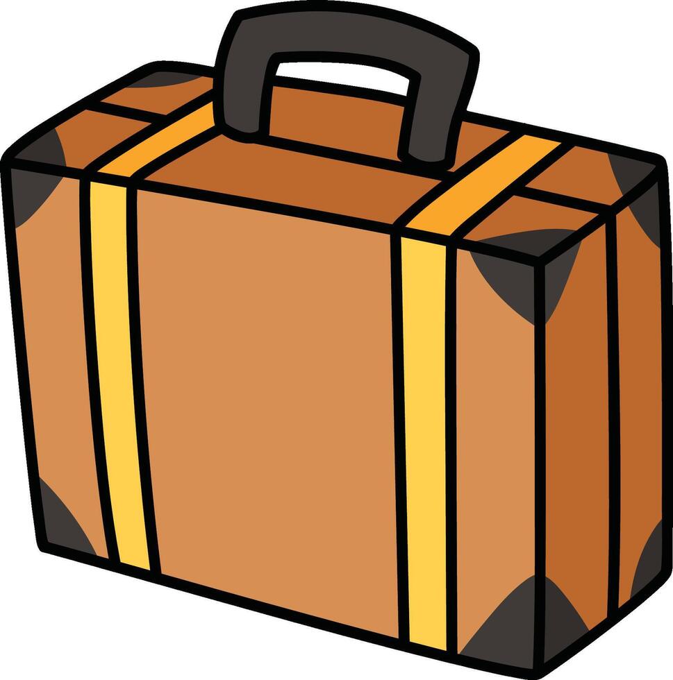 Brown suitcase with black handle vector
