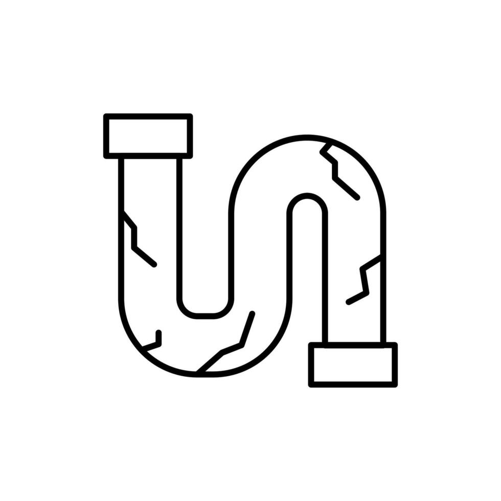 Broken Pipe and Water Leak Minimalistic Thin Outline Icon for Web and Graphic Design, Apps, Banners, Social Network and Cards vector