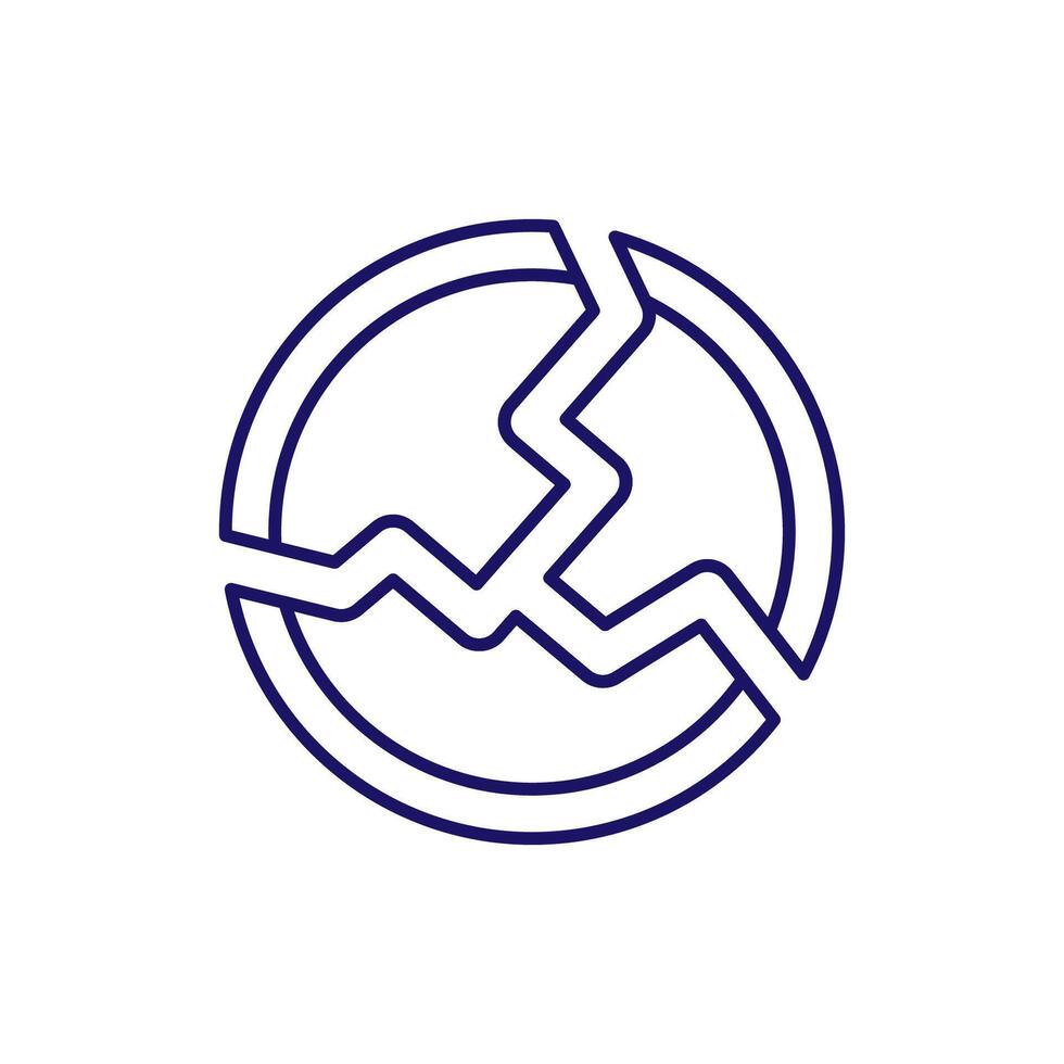 Broken Plate Outline Linear Sign for Graphic and Web Design, Apps, Adverts, Various Cards vector