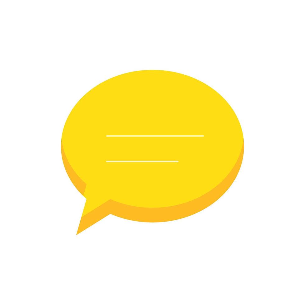 Yellow Speech Bubble Symbol in Flat Style for Graphics vector