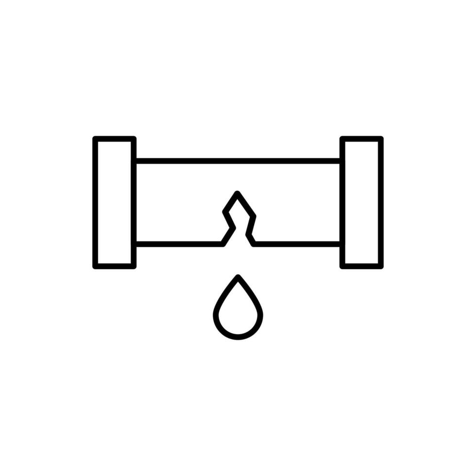Broken Pipe and Water Leak Minimalistic Linear Sign for Web and Graphic Design, Apps, Banners, Social Network and Cards vector