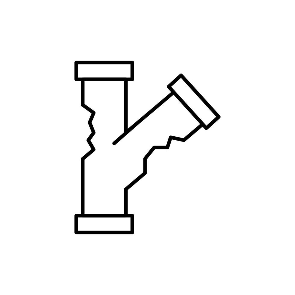 Broken Pipe and Water Leak Minimalistic Thin Line Icon for Web and Graphic Design, Apps, Banners, Social Network and Cards vector