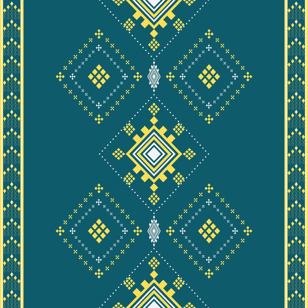 Geometric pattern fabric and carpet featuring diamond and square shapes. vector