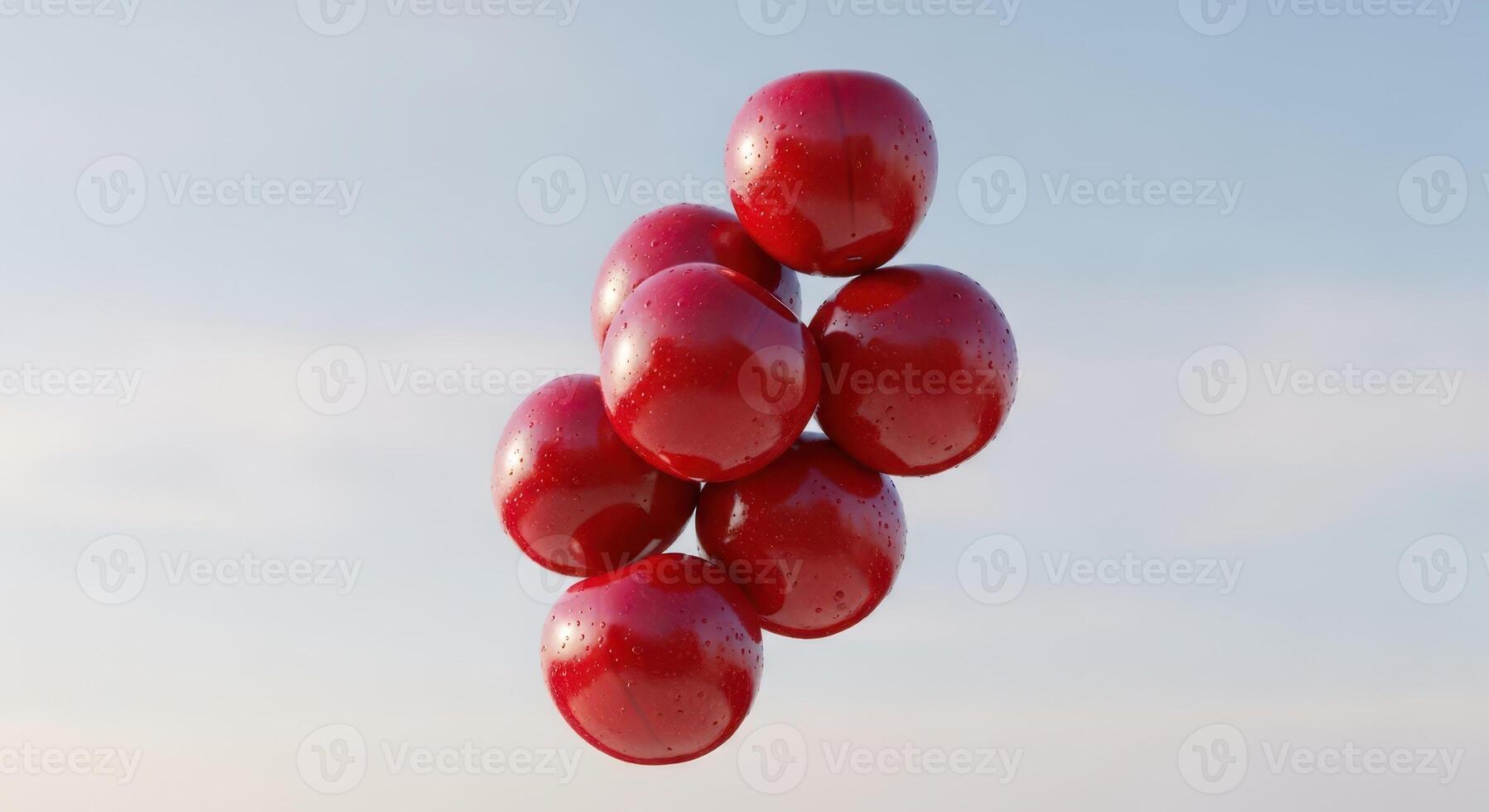 A cluster of fresh red apples with water droplets photo