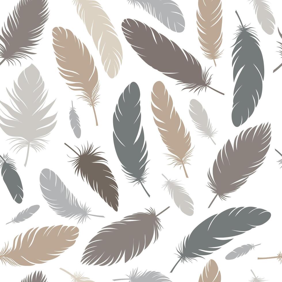 Seamless pattern with multicolored bird feathers. Pastel colors. Delicate and elegant. For fabric pattern and wrapping paper. vector