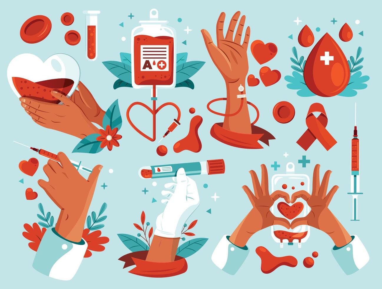 illustration of hands with health care symbols vector