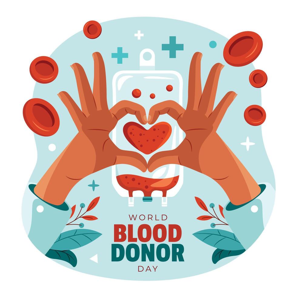 Hands forming a heart for blood donation vector