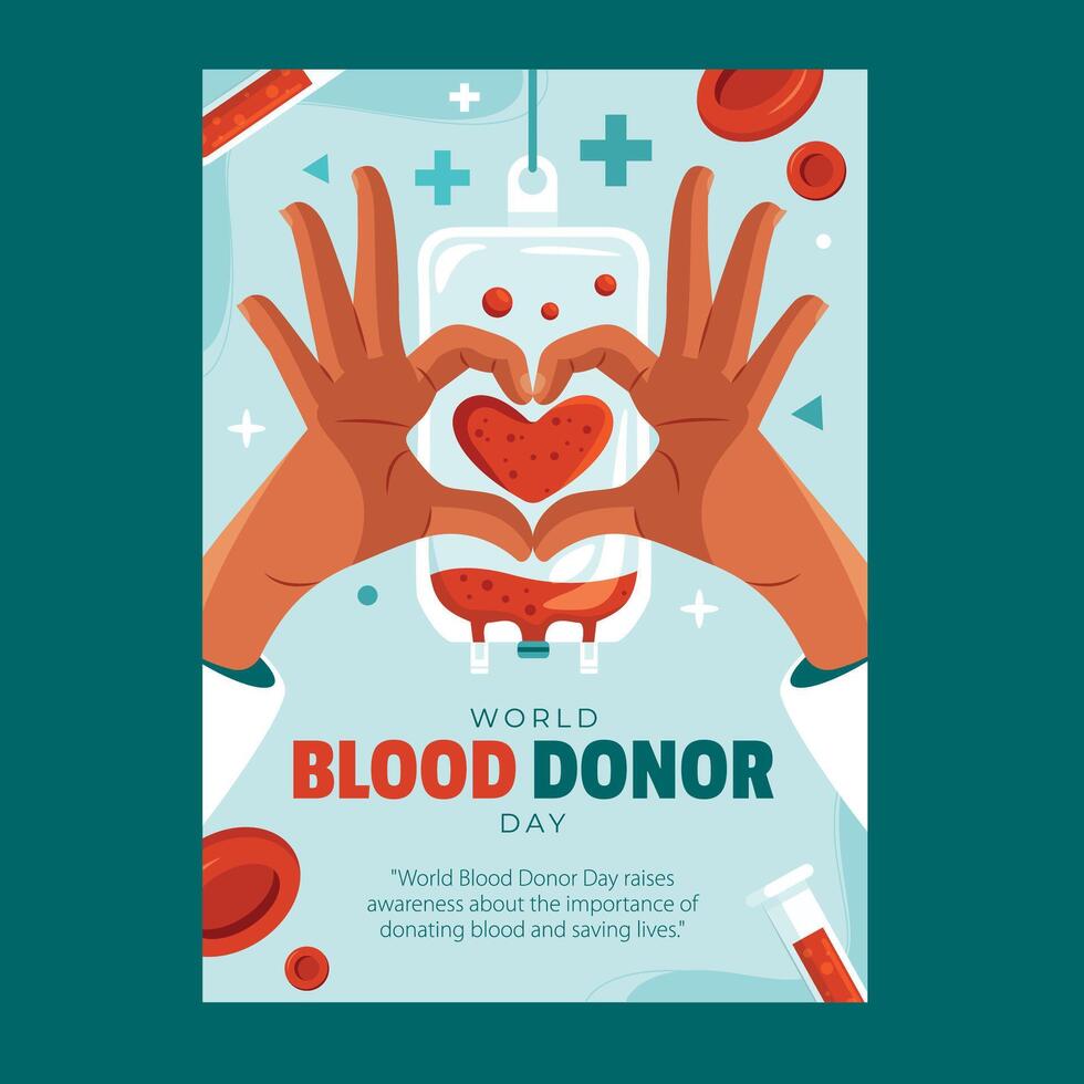 Hands forming heart shape for blood donation vector