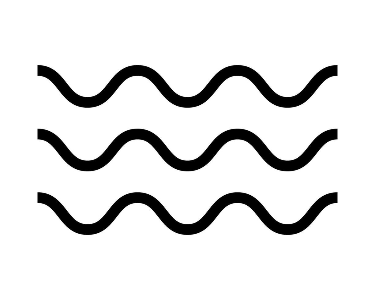 Wave icon. Water symbol. Ocean, sea or river pictogram. Air, wind or flow sign. Undulated parallel horizontal black lines signs isolated on white background. graphic illustration vector