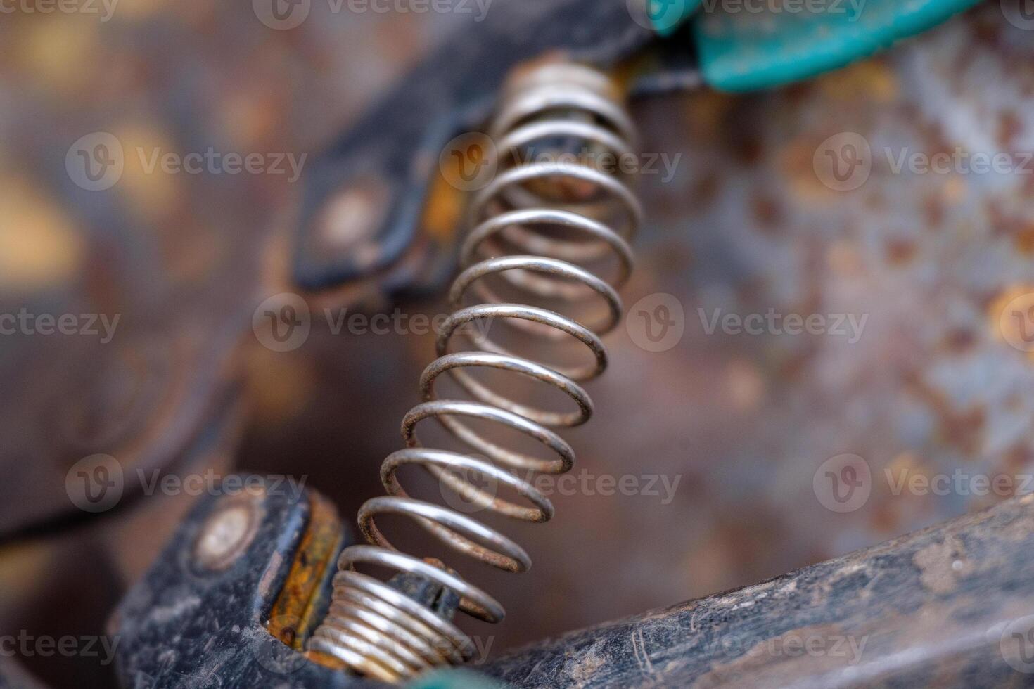 Close up Detail of a Mechanical Spring on Old Shears photo