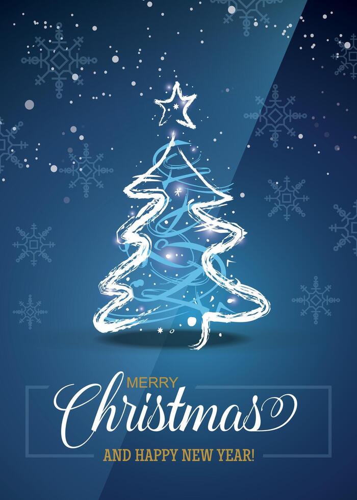 Christmas tree with snowflakes vector