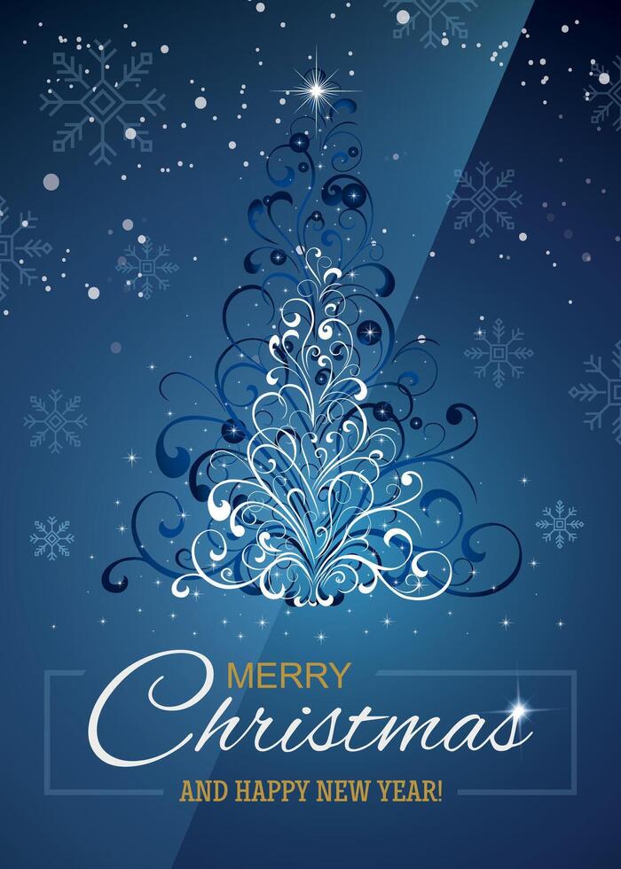 Elegant Christmas tree design with snowflakes vector