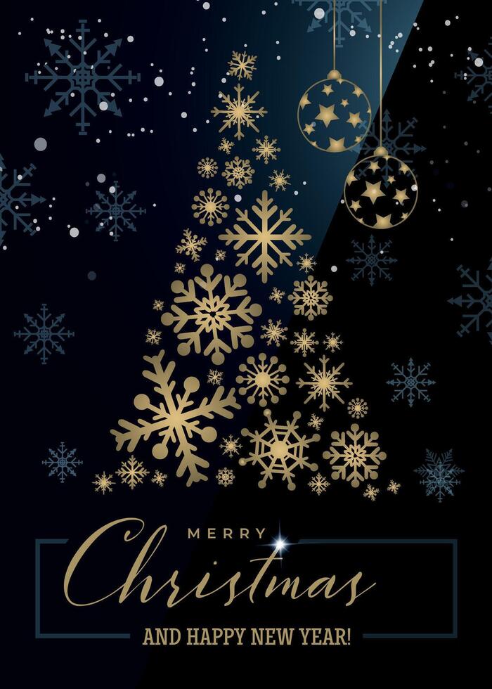 Christmas tree with snowflakes and ornaments vector